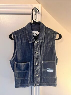 Calvin Klein Jeans navy denim sleeveless vest